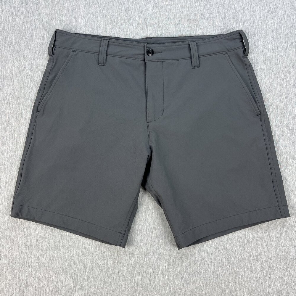 American Giant Nylon Chino Shorts Mens 34 *Fits 36 Gray 8.5" Inseam Stretch USA